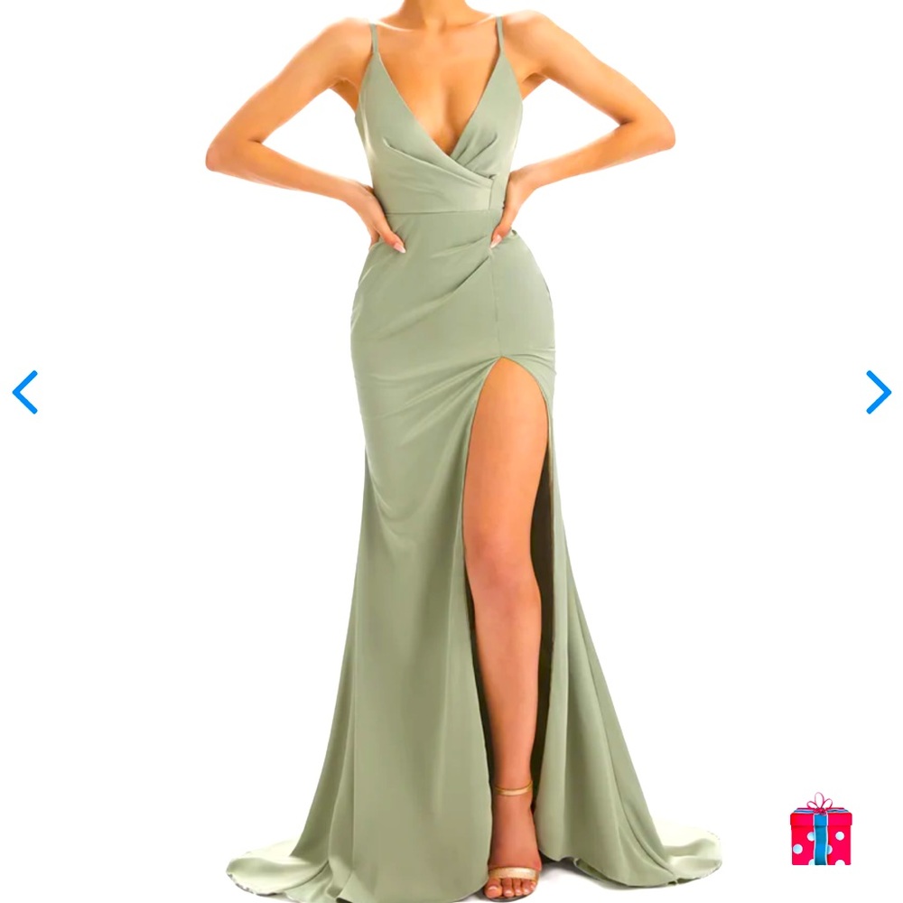 Sexy Soft Satin Side Slit Spaghetti Straps V-Neck Long Mermaid Bridesmaid Dress
